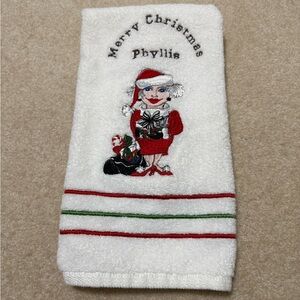 Phyllis Christmas Embroidered Lenox Towel with Santa Design